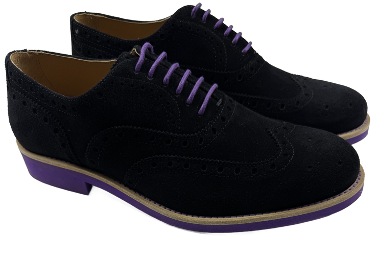 Mens Black and Purple Suede Wingtip Dress Shoes