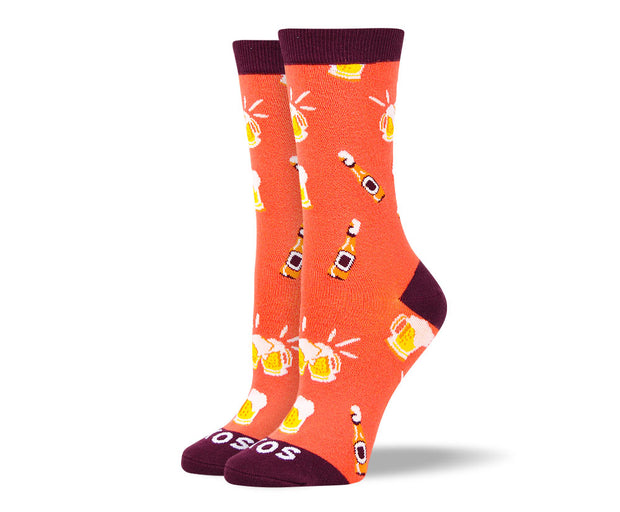 Women's Funny Orange Beer Socks