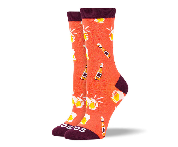 Women's Funny Orange Beer Socks