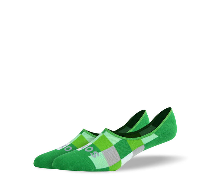 Men's Green Checkered No Show Socks