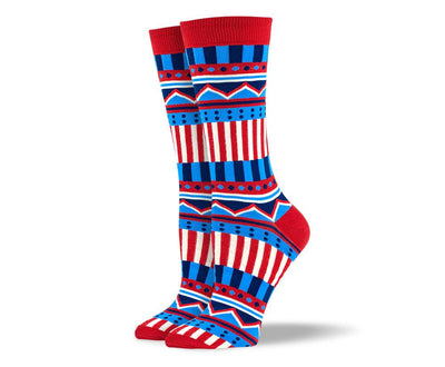 Women's Red Zig Zag Stripes Socks