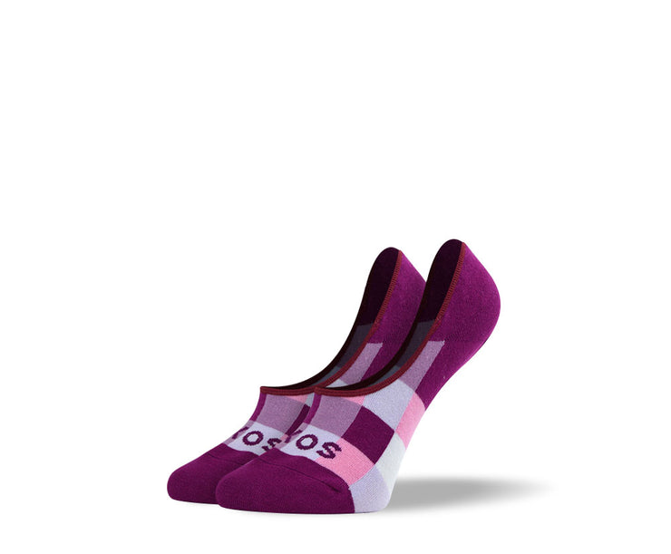 Women's Purple Checkered No Show Socks