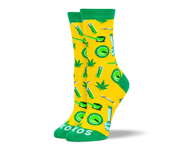 Women's Cool Yellow Weed Socks