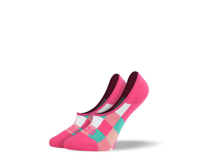 Women's Pink Checkered No Show Socks