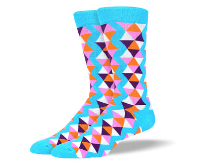 Men's Fun Blue Triangle Dress Socks