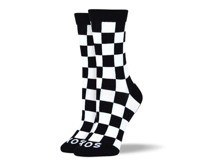 Women's Pattern Black & White Square Socks