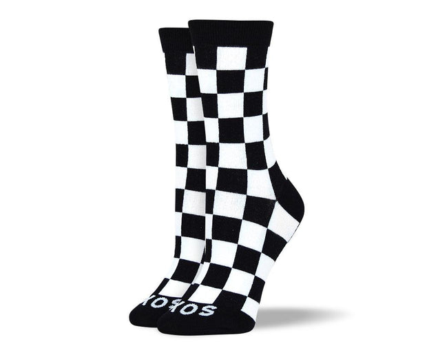 Women's Wedding Black & White Square Socks