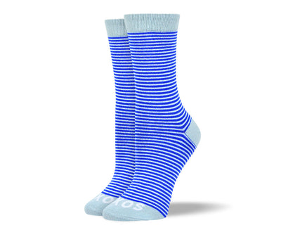 Women's Blue Thin Stripes Socks