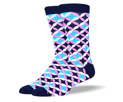 Men's Blue & Pink Flower Petal Socks