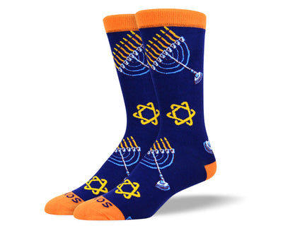 Men's Navy Hanukkah Socks
