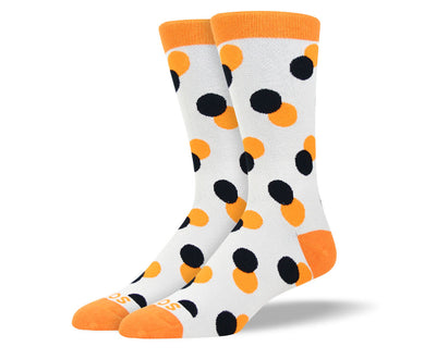 Men's Grey & Orange Twin Polka Dot Socks