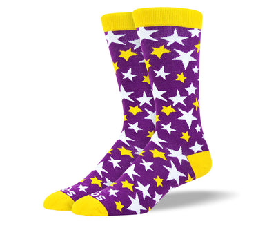 Men's Purple White & Yellow Stars Socks