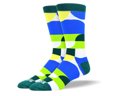 Men's Green & Blue Geometric Sock