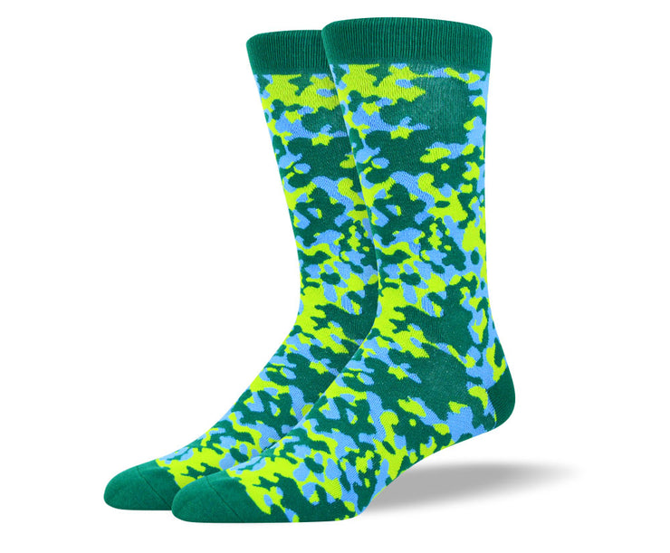 Men's Green & Blue Camouflage Socks