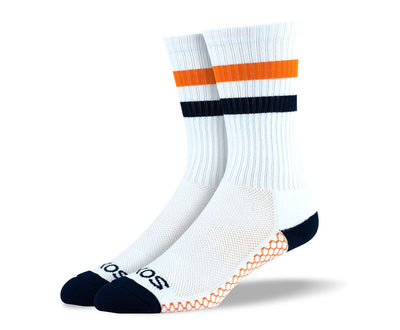 Mens White & Orange Crew Athletic Socks