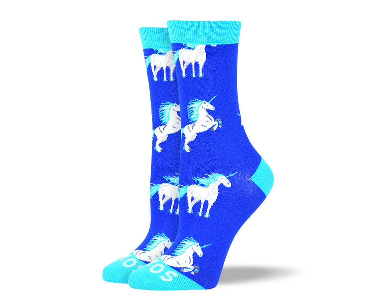 Women's Funny Blue Unicorn Socks