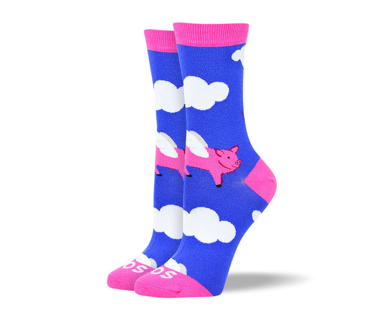 Women's Funny Flying Pig Socks