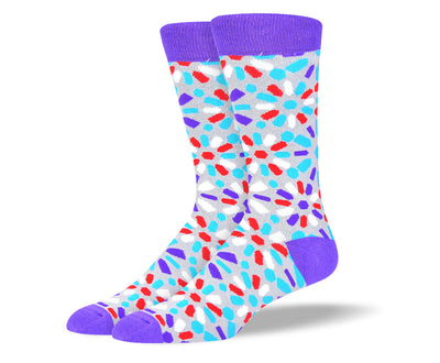 Men's Fun Purple Flower Socks