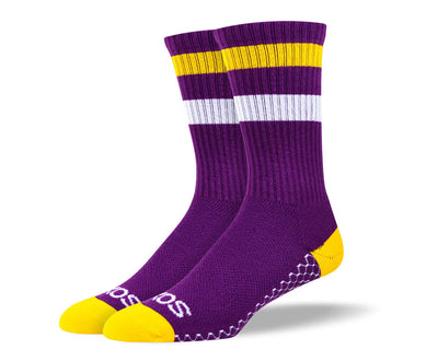 Women's Purple & Yellow Athletic Crew Socks