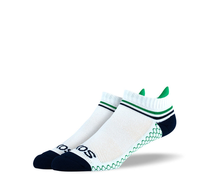 Women's White Green Stripes Athletic Ankle Socks
