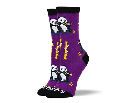 Women's Bold Purple Panda Socks
