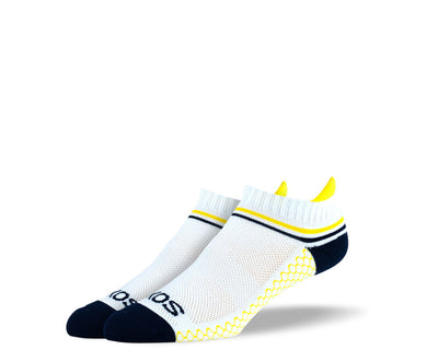 Women's White Yellow Stripes Athletic Ankle Socks