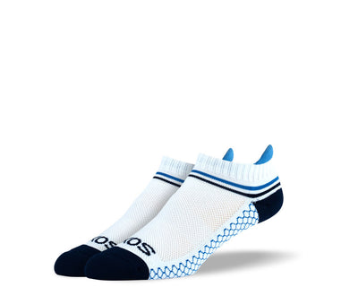 Women's White Blue Stripes Athletic Ankle Socks