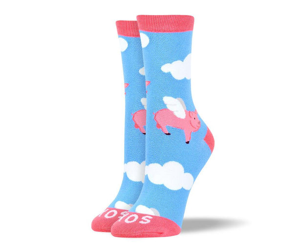 Women's Fun Flying Pig Socks