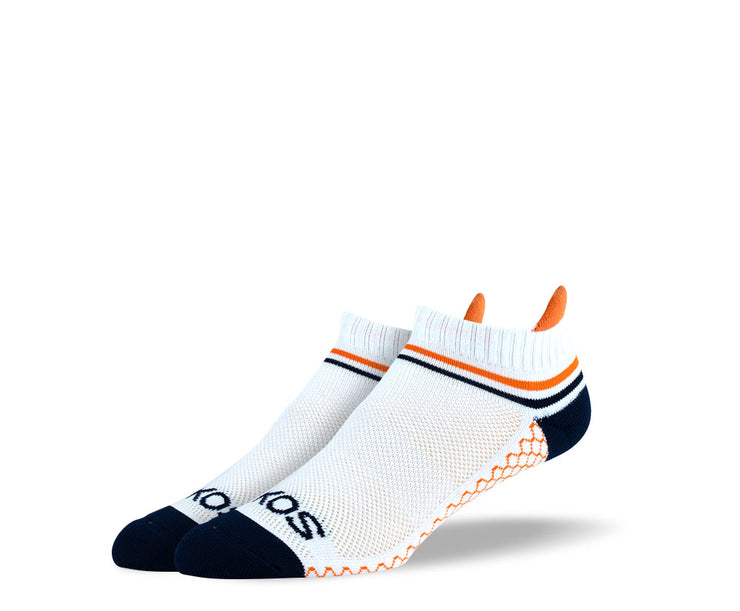 Women's White Orange Stripes Athletic Ankle Socks