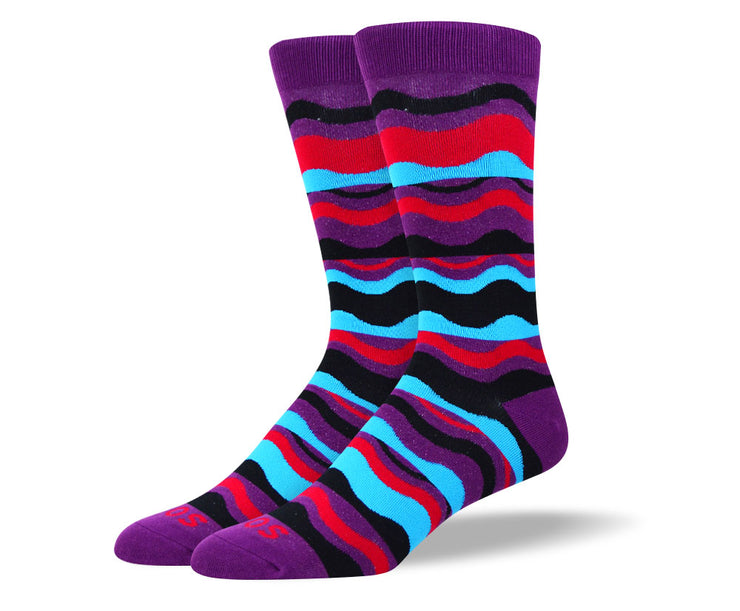 Men's Crazy Purple Waves Socks