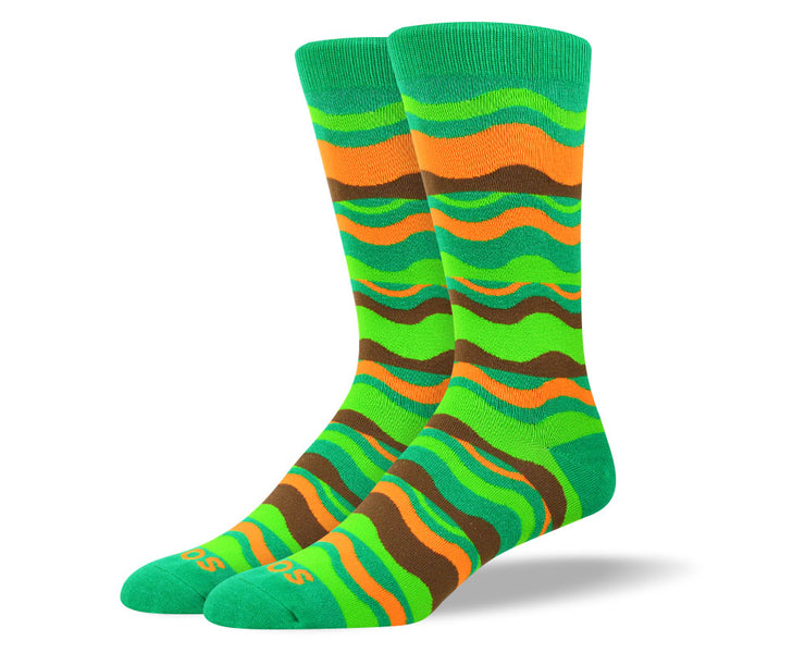 Men's Crazy Green Waves Socks