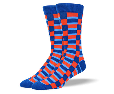 Men's Red & Blue Square Socks