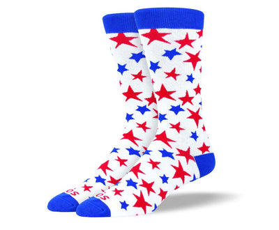 Men's Dress Red White & Blue Stars Socks