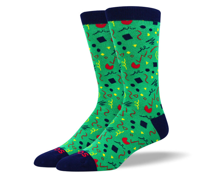Men's Fun Green Party Socks (FREE Trial)