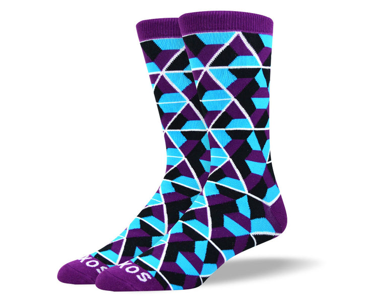 Men's Fun Blue Trapezoid Socks