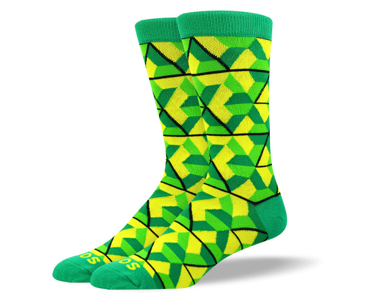 Men's Fun Green Trapezoid Socks