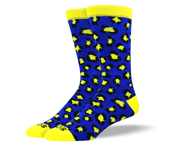 Men's Fun Blue Leopard Print Socks