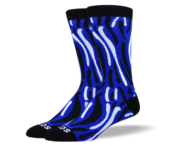 Men's Fancy Dark Blue Wave Socks