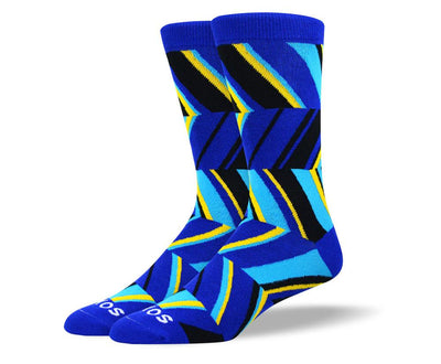 Men's Unique Blue Zig Zag Socks