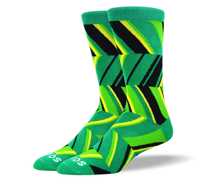 Men's Funky Green Zig Zag Socks