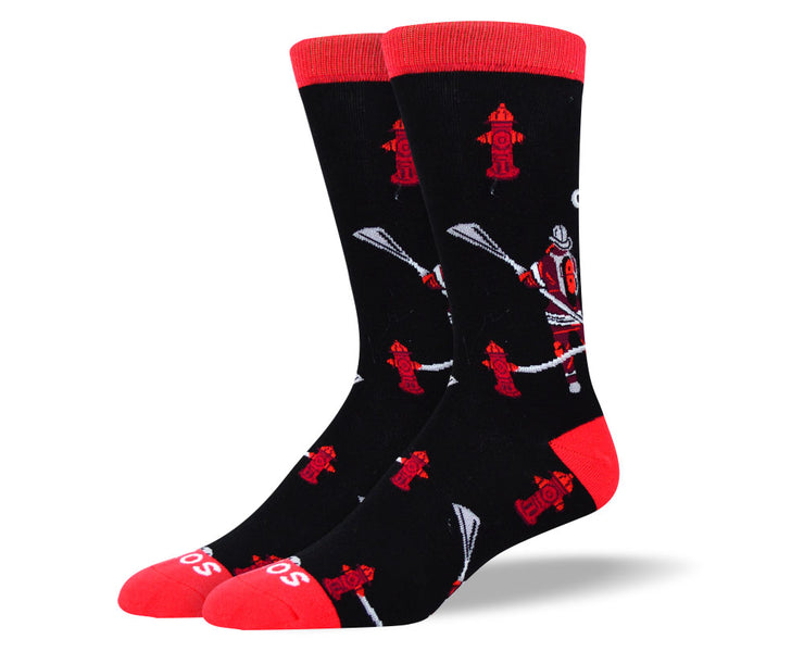 Men's Fun Red Firefighter Socks