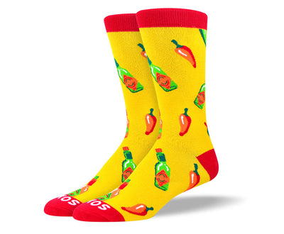 Men's Fun Yellow Hot Sauce Socks