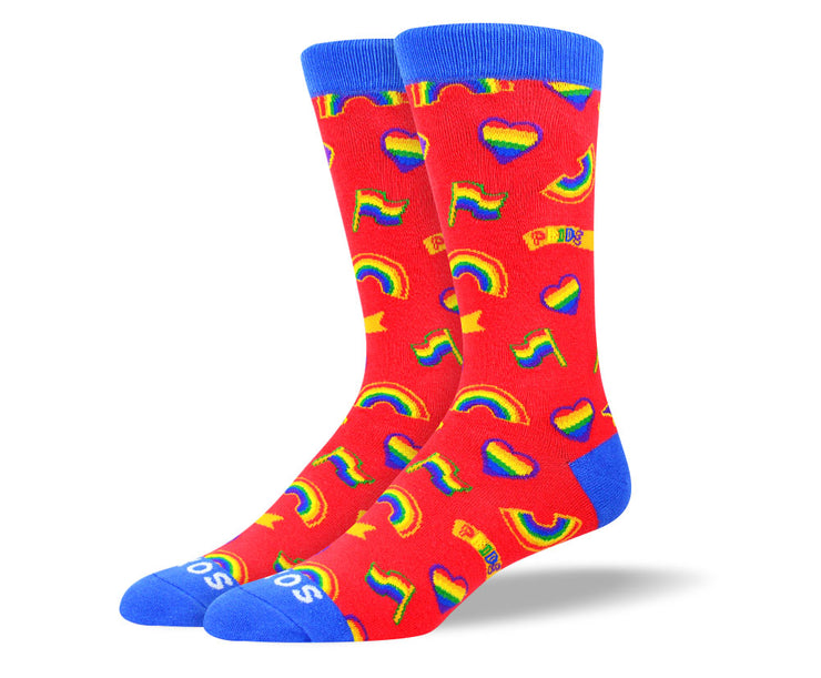 Men's Red Pride Rainbow Socks