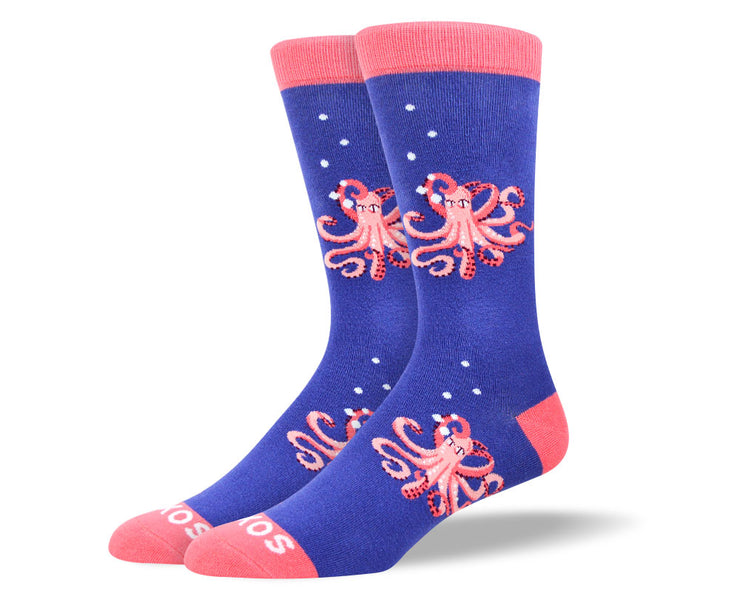 Men's Fun Blue Octopus Socks