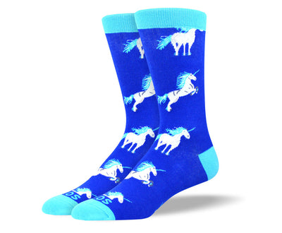 Men's Funny Blue Unicorn Socks