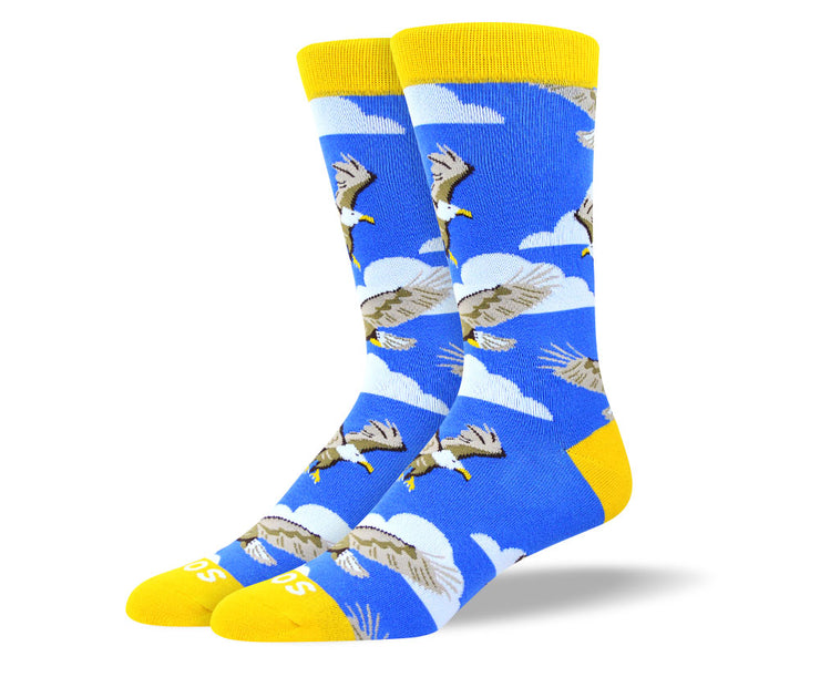 Men's Cool Blue Flying Bird Socks