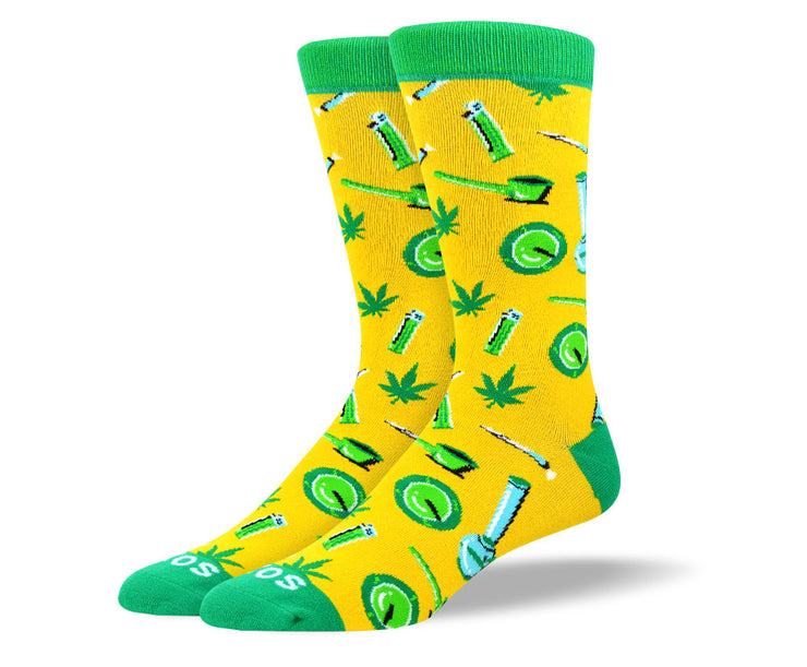 Men's Cool Yellow Weed Socks