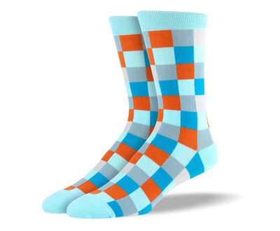 Men's Fancy Light Blue Big Square Socks