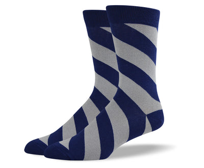 Men's Navy Diagonal Striped Socks