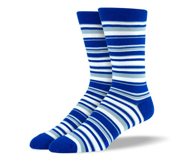 Men's Blue & White Thin Stripes Socks